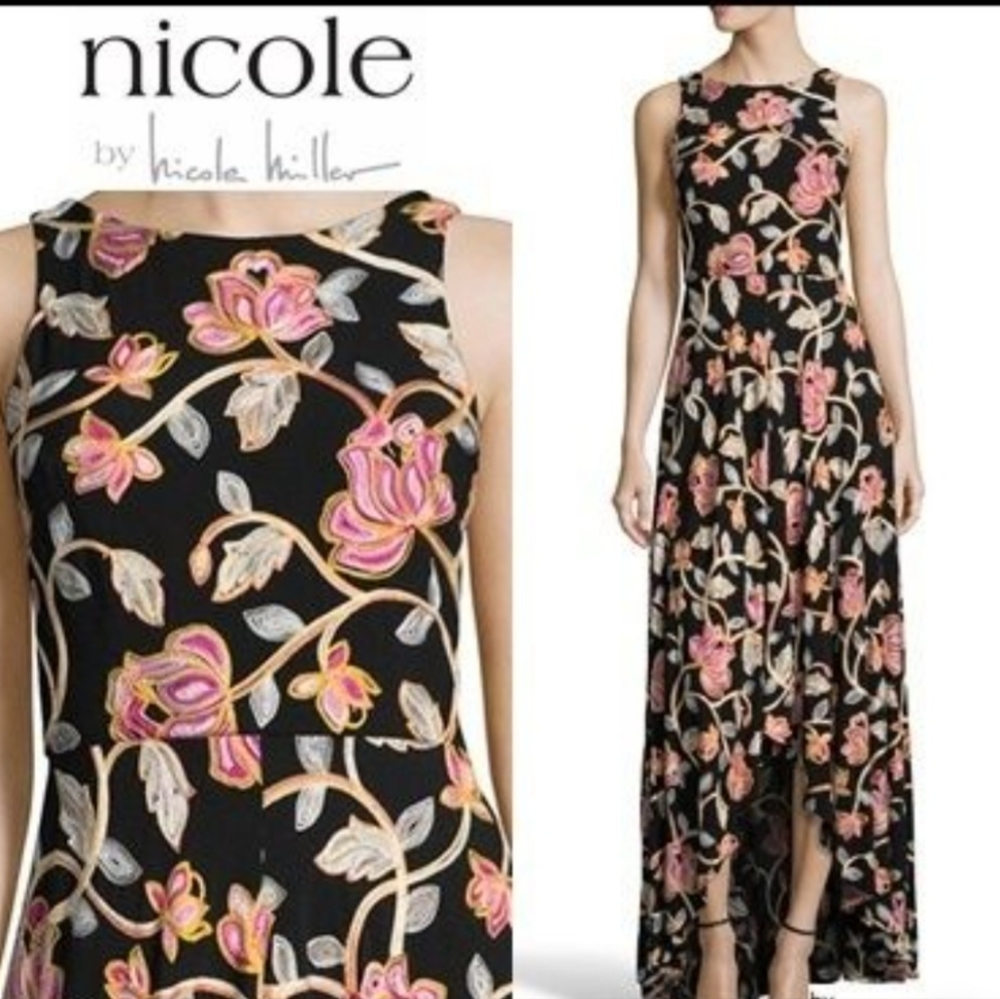 Nicole Miller floral long dress size 14